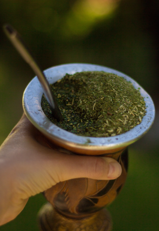 Yerba mate in een calabaza met bombilla
