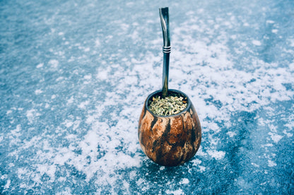 calabaza met bombilla op ijs - yerba mate